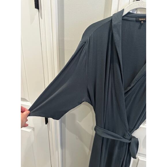 Quince Tencel Jersey Midi Wrap Dress XL Dark Olive - Picture 5 of 11